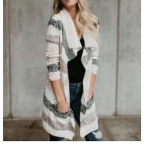 LoveStitch Open Front Striped Cardigan